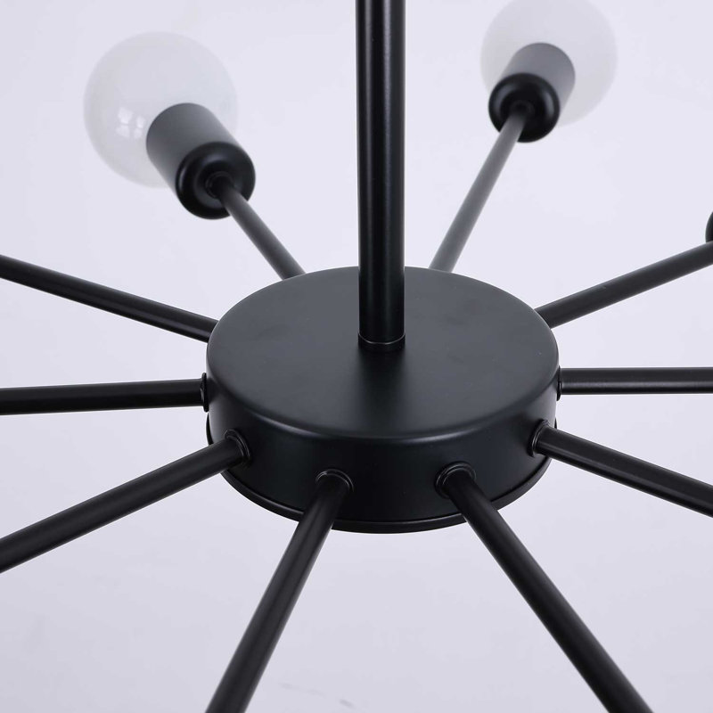 Plafonnier semi-encastré 27,6 po 10 lumières Parret, Noir, noir, noir, noir