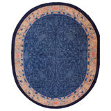 1920s Blue Dragon Cloud Band Antique Oval Chinese Peking Carpet 8'2" x 9'10" Rug