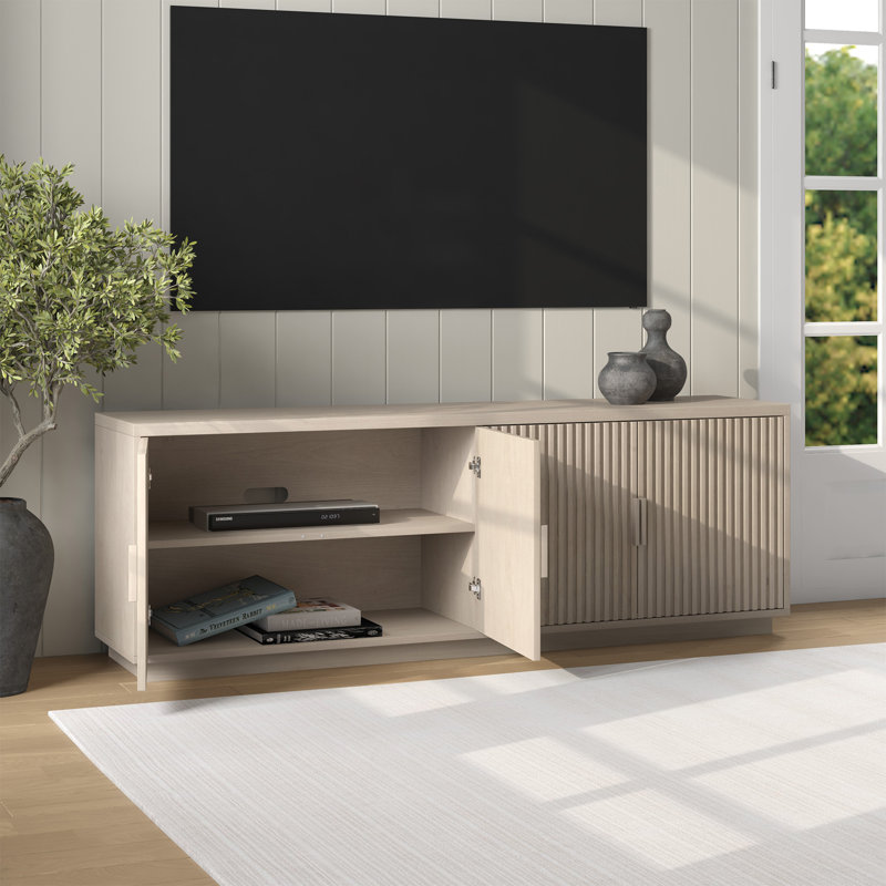 Mero Rectangular TV Stand for TV's up to 75", Alder White