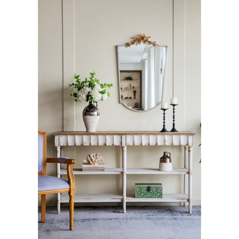 Console en bois avec tablette ouverte