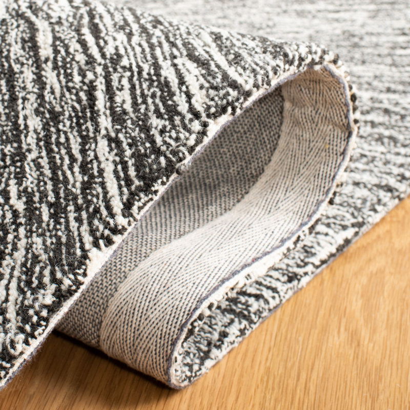 Charcoal and Grey Hand Tufted Wool 8' x 10' Rug