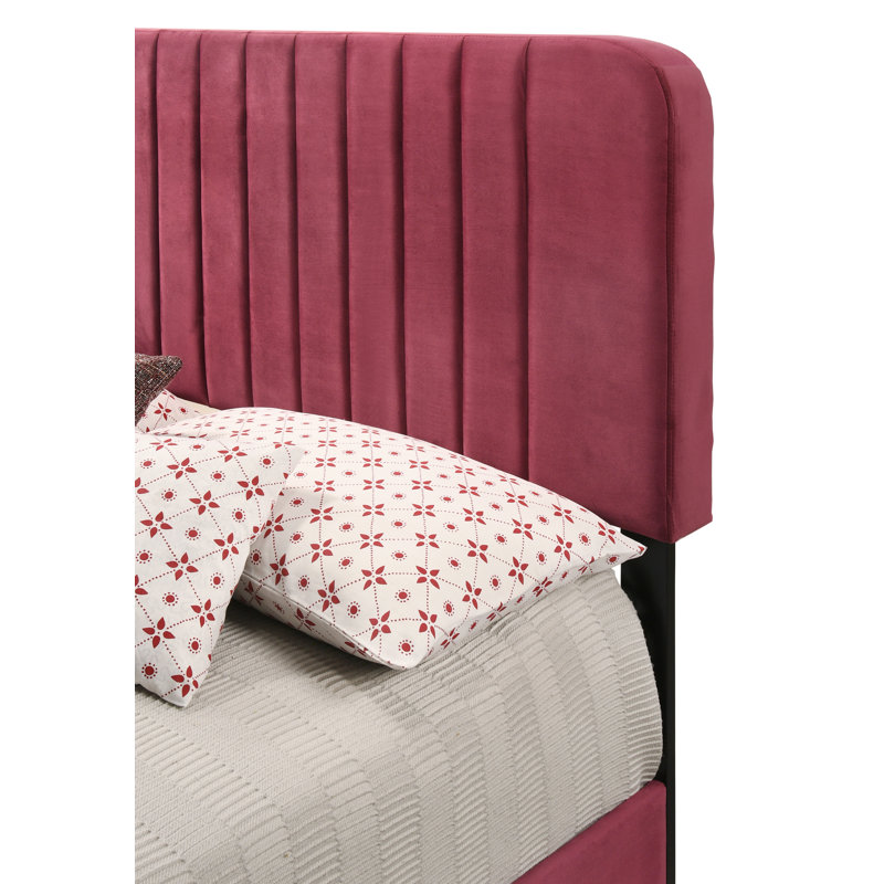 Anjelah Upholstered Standard Bed, Burgundy, Queen