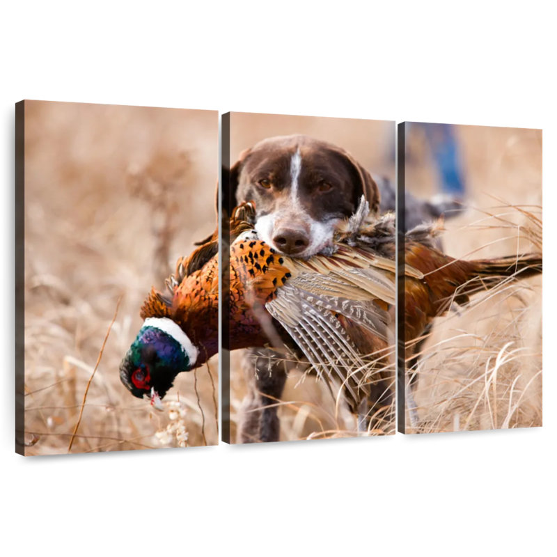 Senne Dog Retrieving Pheasant, 48" H x 74" W