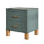 Table de chevet 2 tiroirs, rangement en bois de qualité supérieure avec design cannelé élégant, table de chevet à pieds en bois massif avec poignée en métal, grande table de chevet pour le salon de la chambre à coucher, bleu