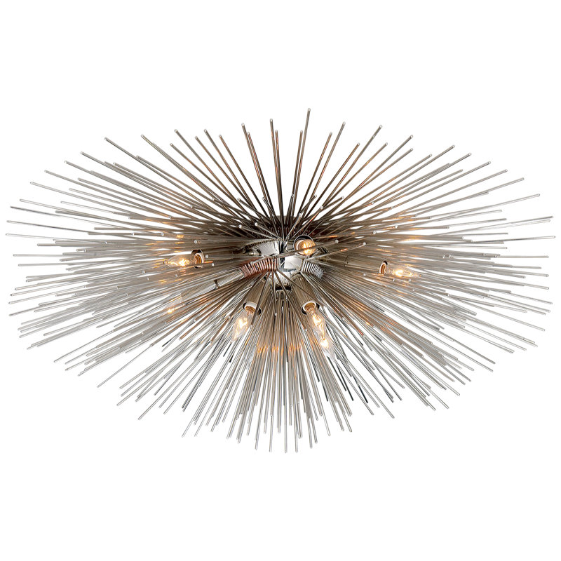 Kelly Wearstler Strada Medium Flush Mount, 11" H x 28" W x 28" D, Polished Nickel