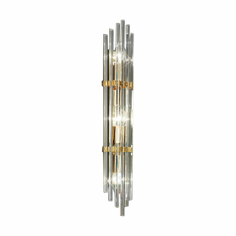 Ontario 2 - Light Dimmable Flush Mounted Sconce, Gold, 60cm H x9.5cm W x 7.5cm. D