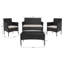 Ensemble de patio 4 pièces en rotin avec coussin-300183804
