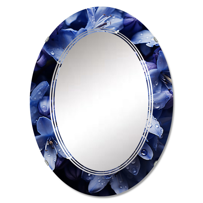 Hirondelle - Miroir mural floral ovale, 30 po x 20 po