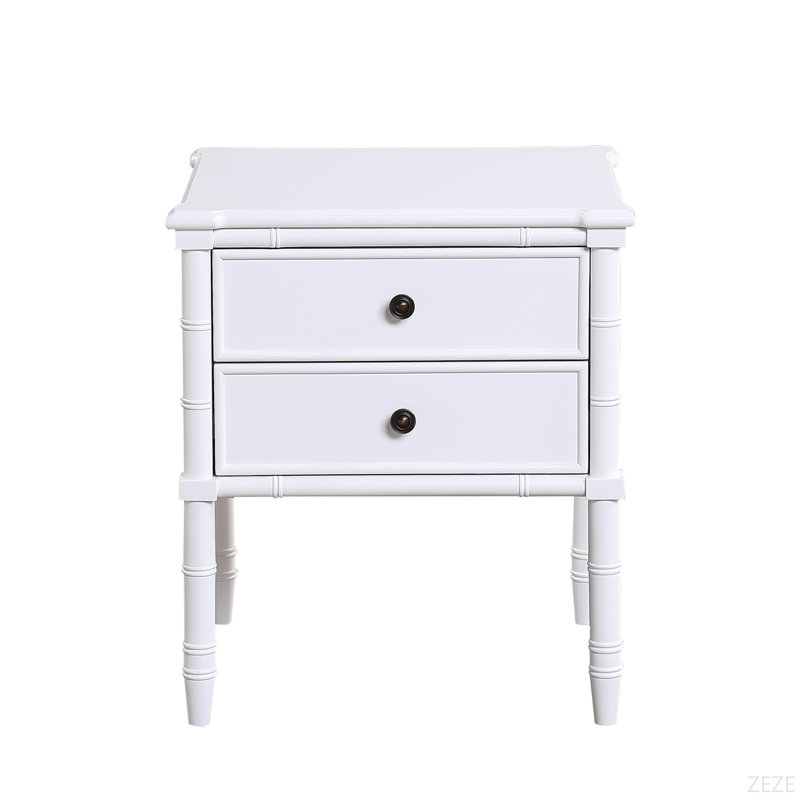 Table de chevet 2 tiroirs - Blanc, Blanc