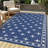 8' x 10' Waterproof Reversible Outdoor Rug, Plastic Straw Weave, Lightweight and Easy-Clean Patio Mat for Deck, Backyard, Camping or RV Use, Dark Blue-422947563-422947558