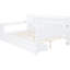 Lit de jour pleine grandeur en bois blanc - 3 tiroirs et bureau pour une chambre fonctionnelle avec ports blancs-121098369-121098368