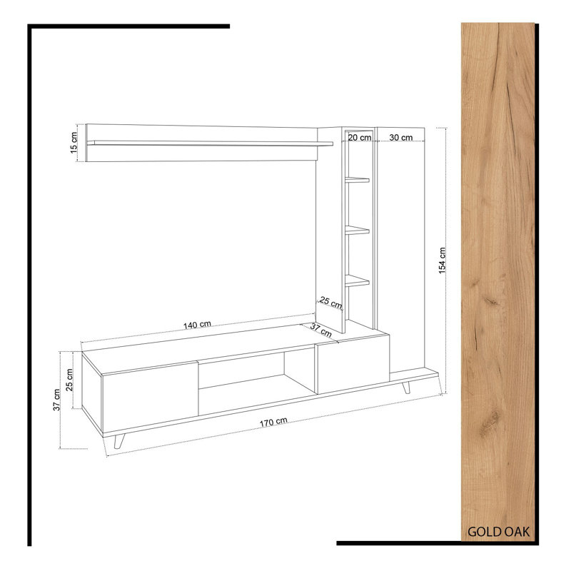 Branch Unfinished TV Stand for TVs up to 55"