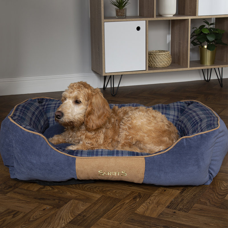 Highland Polyester Pet Bed, Blue/Black/Brown, 19cm H x 75cm W x 60cm D