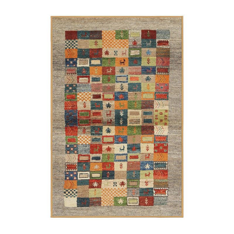 Tapis brun/rouge/beige contemporain Nathanson, Rectangle 6 pi x 9 pi