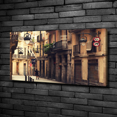 Streets Of Barcelona - No Frame Print on Canvas