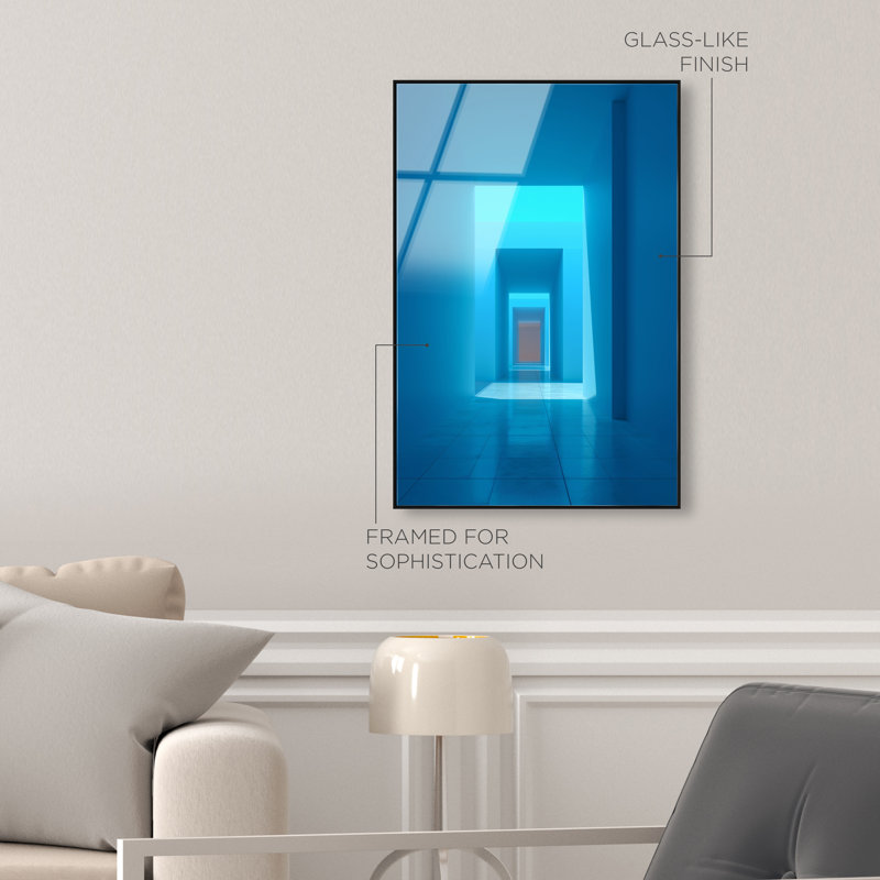 Cerulean Corridor II Print, 25"H x 17"W, Black Floater Frame