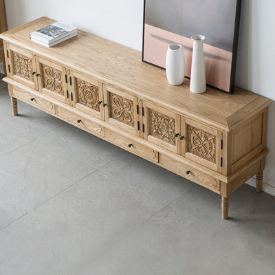 Retro country-style carved storage TV stand