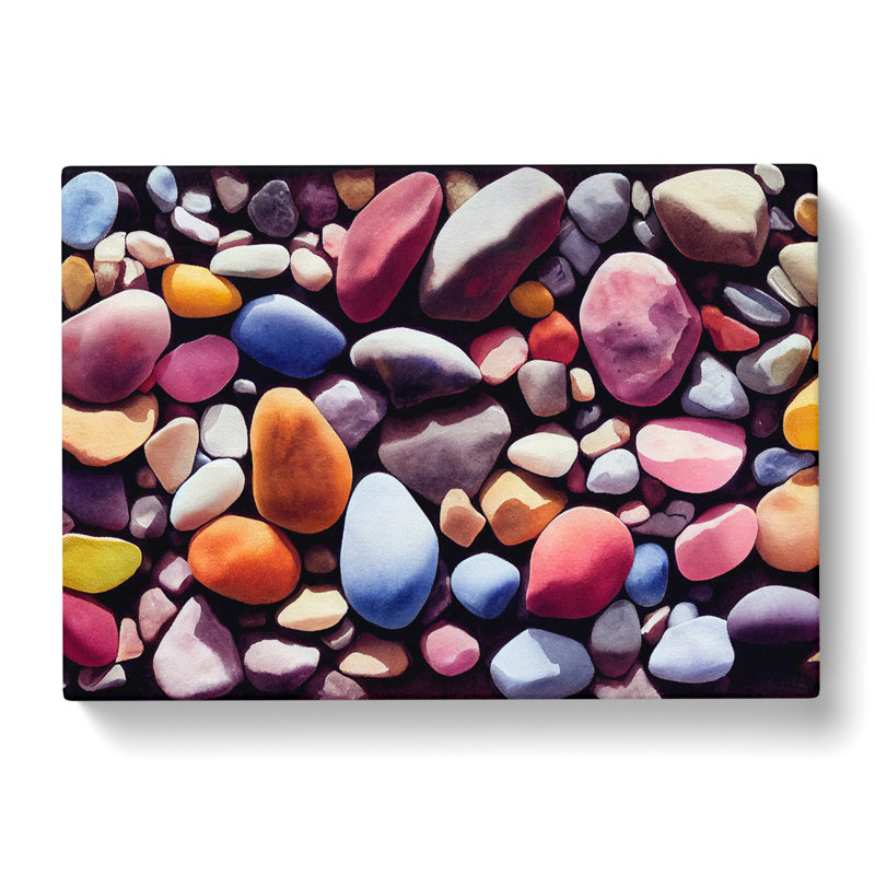 Colourful River Pebbles Vol.4 - Wrapped Canvas, 40cm H x 60cm W x 3cm D