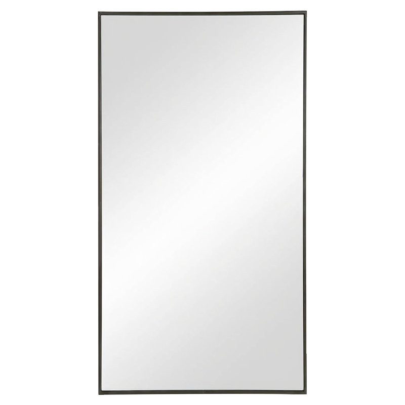 Miroir surdimensionné rectangulaire sur pied avec support, miroir mural, 83" x 44", Matte Black