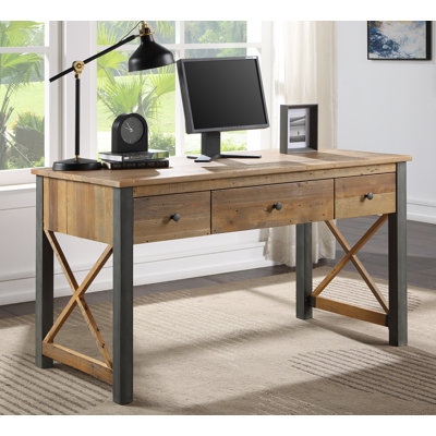 Janeeka Solid Wood Steel Executive Desk