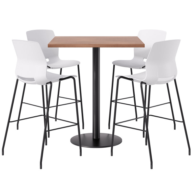 Ensemble repas pour 4 personnes à hauteur de bar, H 41 po x L 36 po x l 36 po, Blanc / noir, Cerise