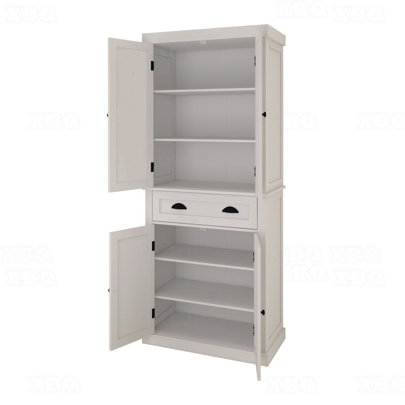 Armoire de rangement pour garde-manger 71 po avec 4 portes, tiroir, 2 tablettes réglables et armoire autoportante