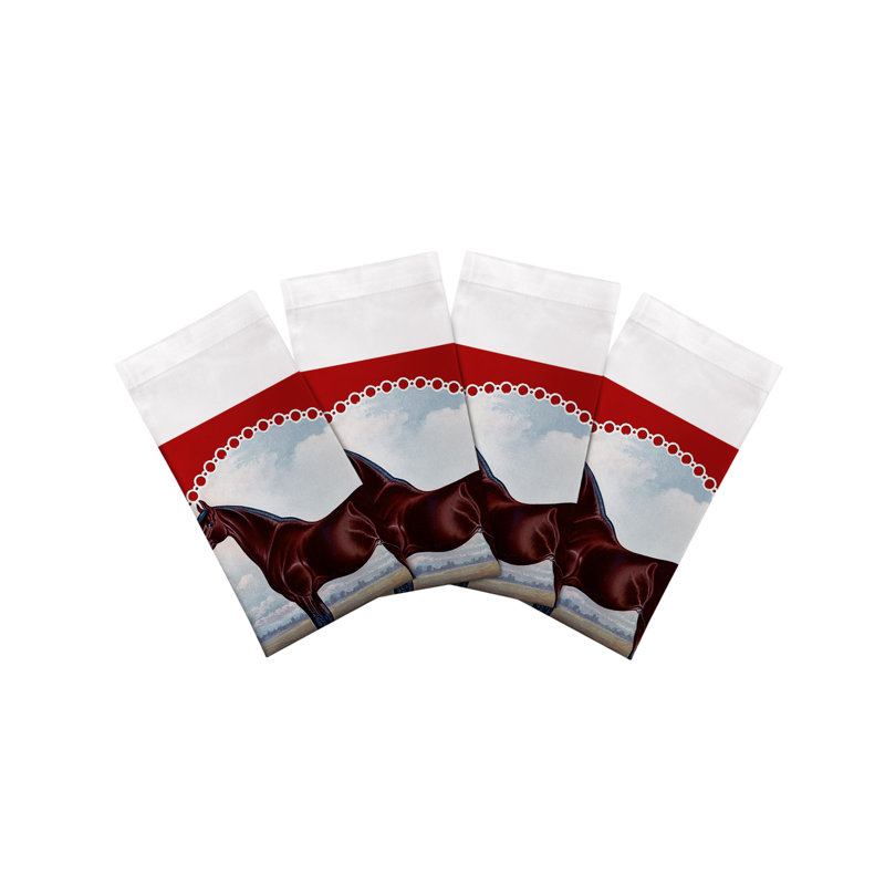 English Thoroughbred Cotton Sateen Dinner Napkins, Red