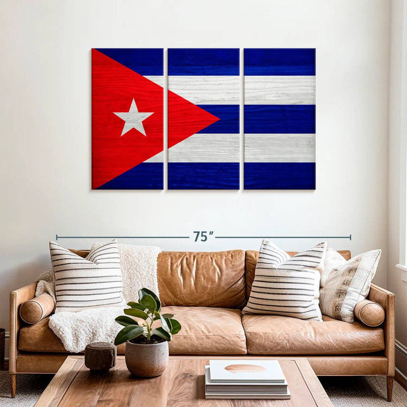 Bois de Borges, drapeau de Cuba, H 36 po x l 57 po