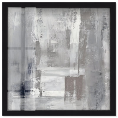 Silver Symphony I Shadowbox Print Minimalist Wall Art by Art Remedy, Black Frame, 41 x 41