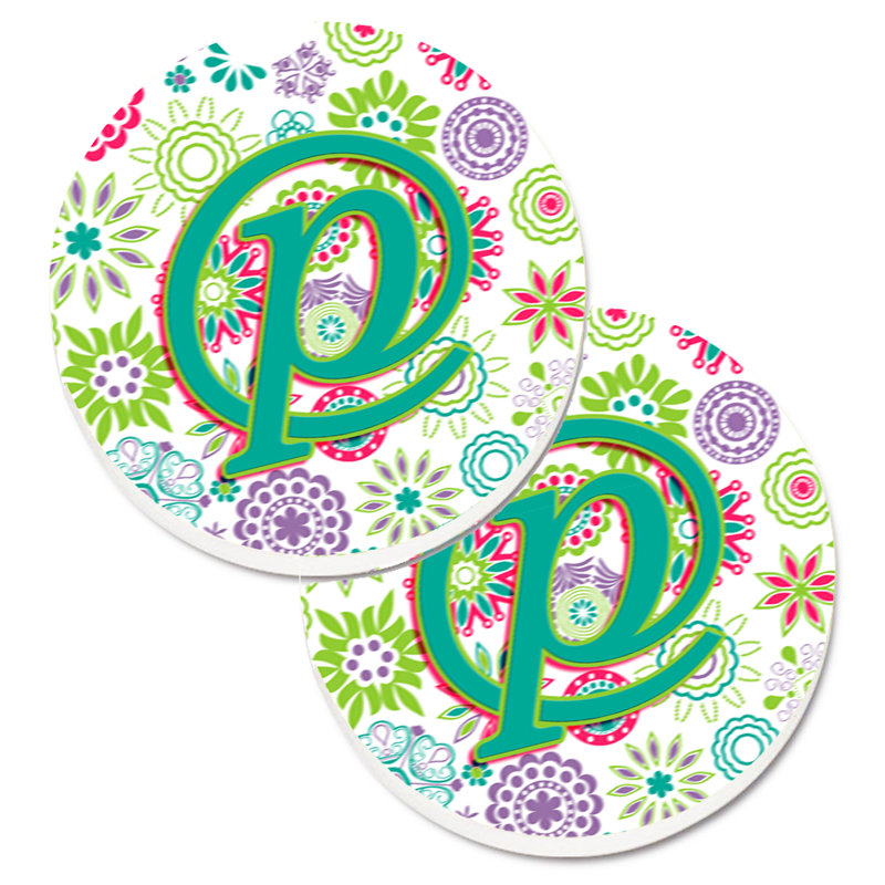 Sous-verre voiture de voiture fleurs initial, P