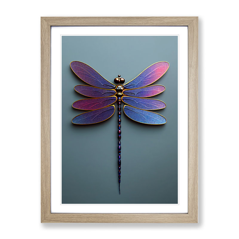 XV1022-3631X Precious Dragonfly - Print, Oak Framed, 66cm H x 48cm W, White