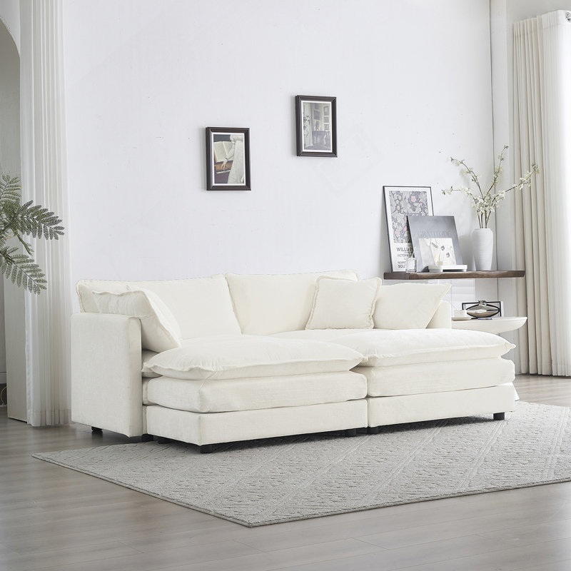 Canapé modulaire confortable avec ensembles de repose-pieds, rehaussant l'ambiance de la maison, Blanc