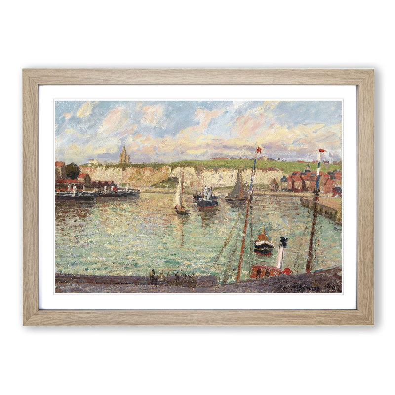 Dieppe Port by Camille Pissarro - Picture Frame Painting, Oak Framed, 36cm H x 48cm W x 2cm D