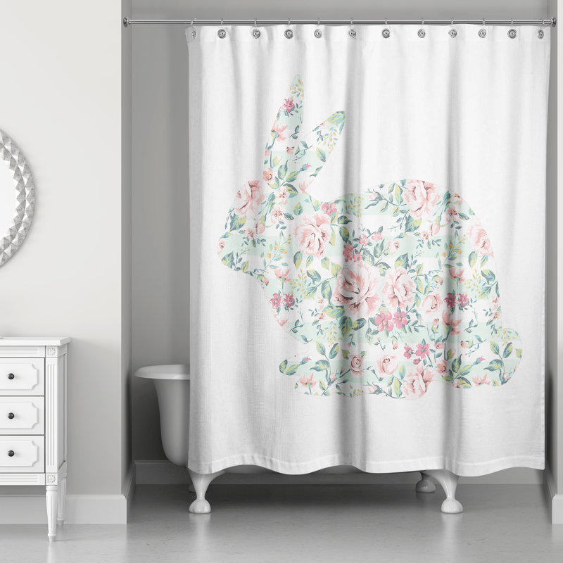 Rideau de douche simple floral tranquil lapin Criswell