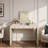3-in-1 Vanity Desk With Flip Mirror, 2 Drawers, Gold Metal Accents And Storage Space-1947315272