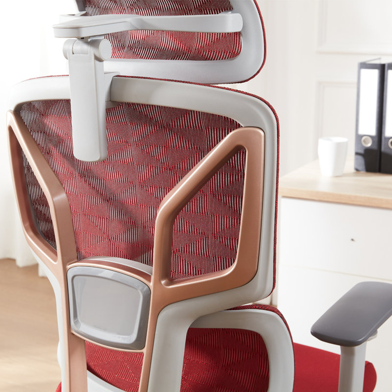 Demani Office Chair with Headrest, Grey/Red