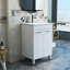 Meuble-lavabo de 24 po avec lavabo, portes doubles avec charnières à fermeture en douceur, armoire de salle de bain avec tablette ajustable, poignée en métal, lavabo en céramique, pieds argent réglables-1114643640