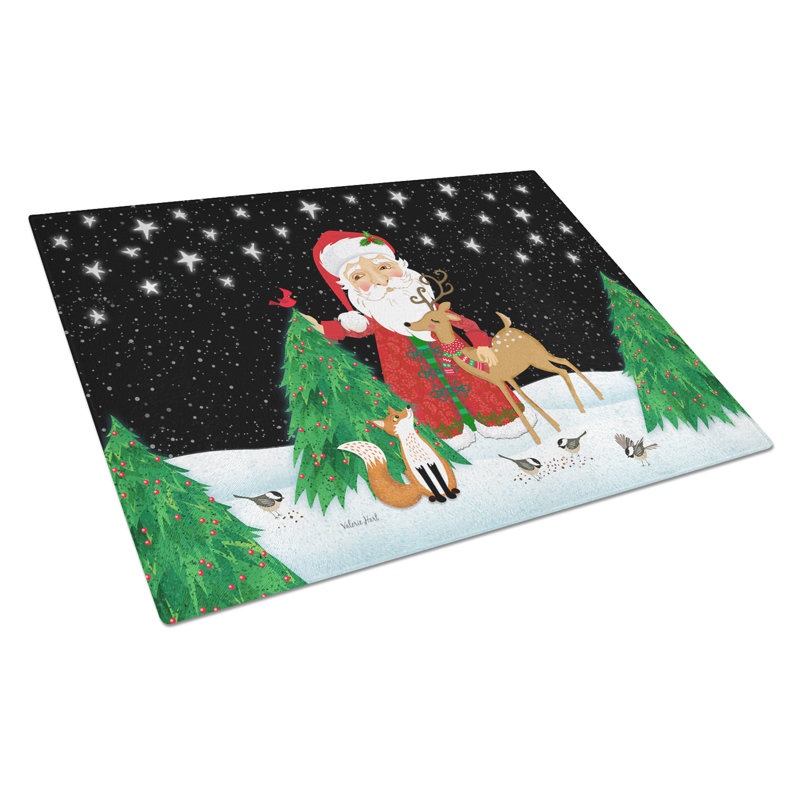 Planche à découper père noël de noël en verre trempé caroline