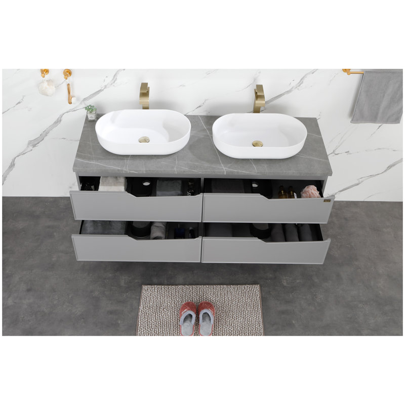 Lavabo vasque de salle de bain 24 "x 14" blanc moderne 24 "x 14", lavabo pour meuble-lavabo de salle de bain 24 * 14 * 5.5