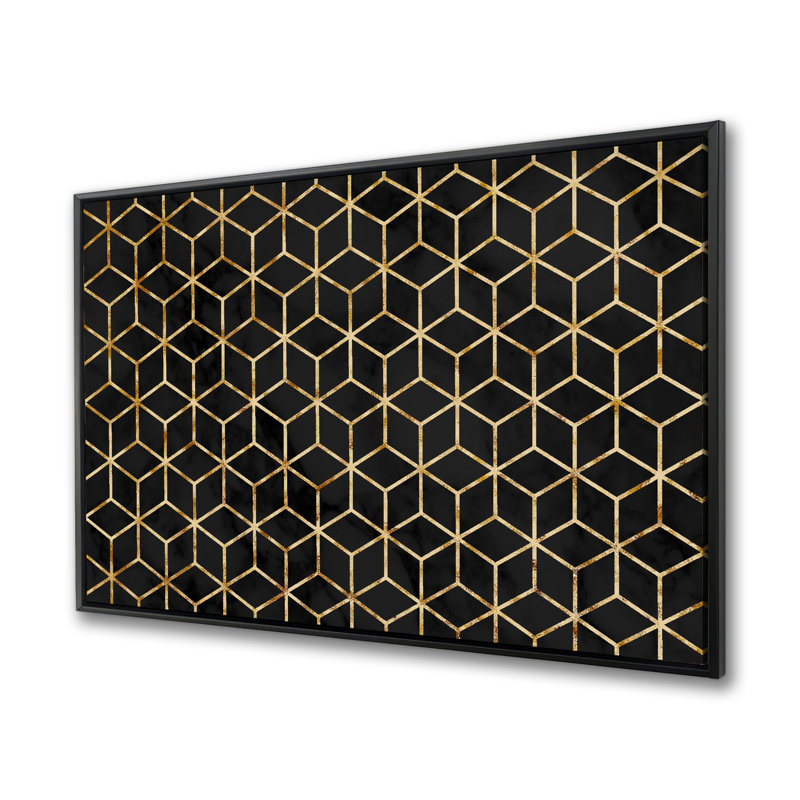 Toile encadrée avec motifs noirs symétriques | Décoration intérieure moderne
