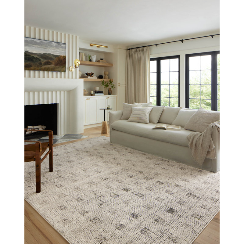 Tapis gris / graphite Ailiana Loloi II Kamala, Carré 1 pi 6 po
