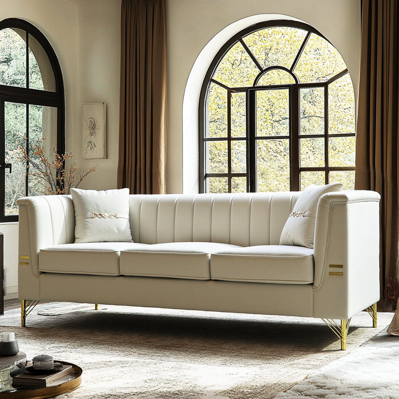 Canapé rembourré Eugeniu, Velours beige