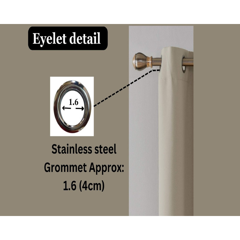 Jeffro Pair Eyelet Blackout Curtains, 167.64cm Width x 137.16cm Drop, Beige