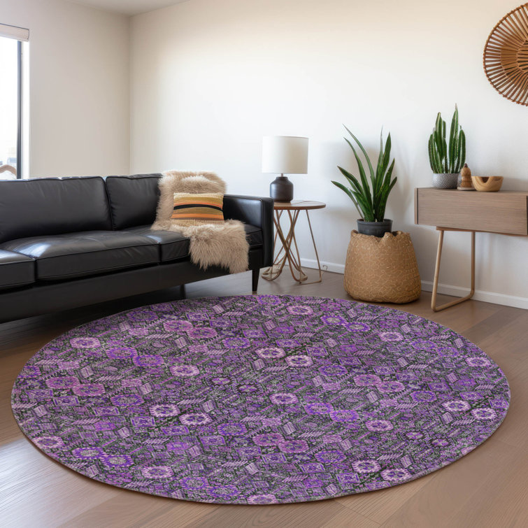Premium Machine Washable Cerrito AMF574 Purple Rug