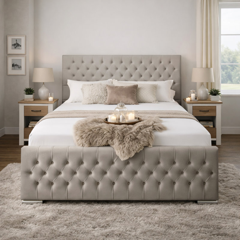 Kensington Upholstered Bed Frame, Silver, Single (3')