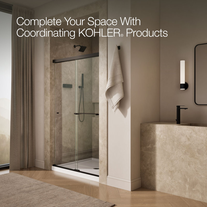 Revel 47.63" x 76" Double Sliding Shower Door with CleanCoat® Technology, Anodized Dark Bronze
