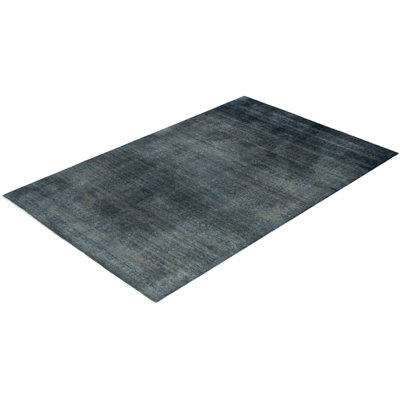 Tapis noué à la main gris unique de 6 pi 3 po x 9 pi 5 po Fine Vibrance