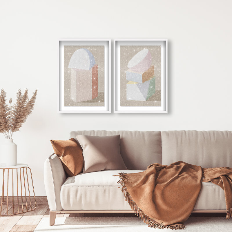 Sculptural Set Set by Oliver Gal, 21.5"H x 31.5"W, White Shadowbox
