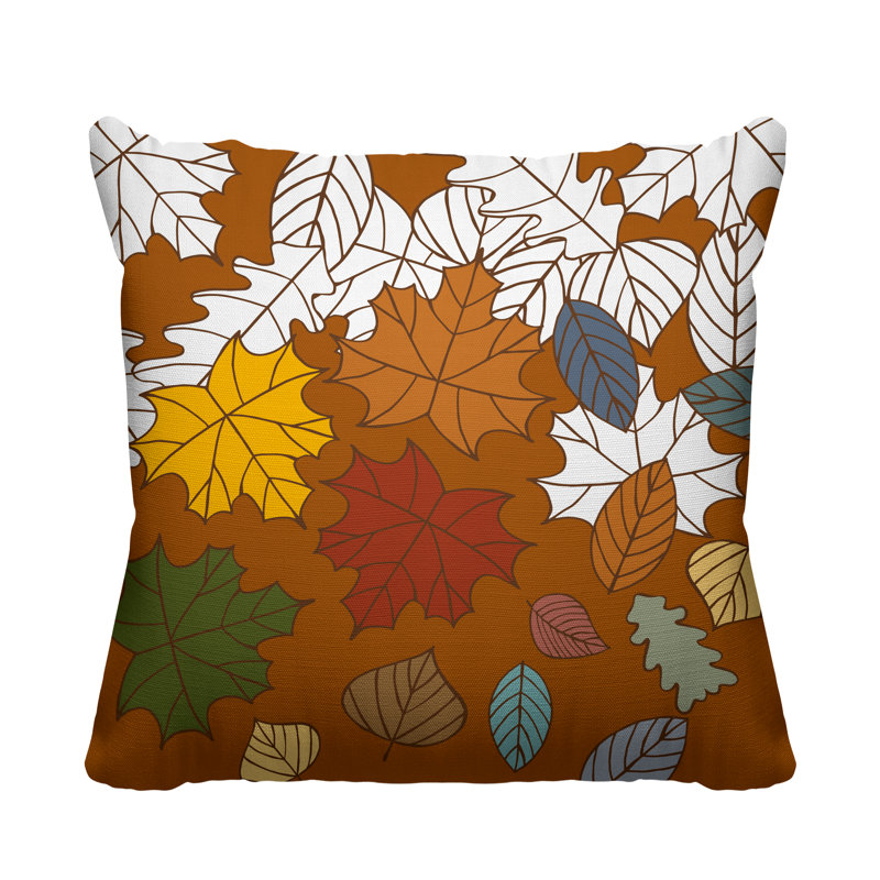 Coussin intérieur / extérieur Collin Maple Leaf, 17 po x 17 po, Orange, Carré