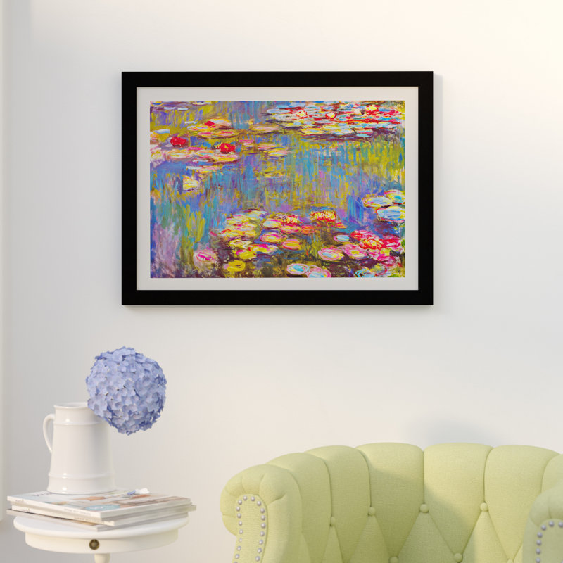 « Les Nymphéas, 1916 » par Claude Monet, reproduction sur papier, H 16 po x l 24 po, Papier dans un cadre photo, Noir